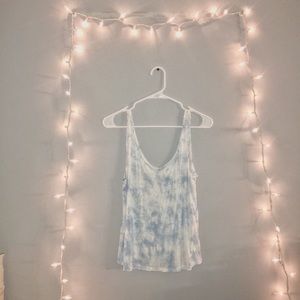 american eagle blue and white tie dye tank